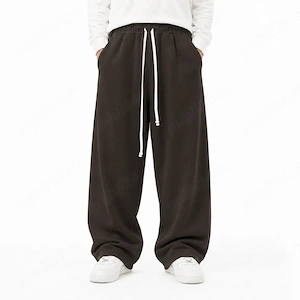 Pantaloni Lungi Largi Bărbați Maro cu Șnur Lung și Buzunar la Spate