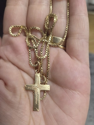 Lant si cruce aur 14K, 7,77 grame