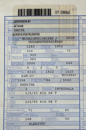 Dacia duster 2016  4x4 benzina 1.6   115 cp - imagine 7