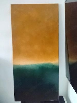 Tablou abstract mare (95x45 cm), pictură ulei pe pânză   stil modern   Color Field