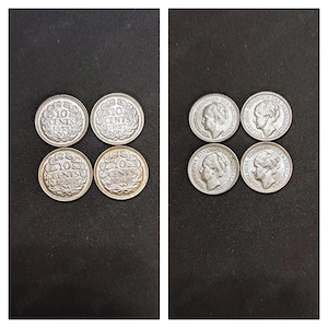 Monede argint 10 Cents, OLANDA, 1935, 1937, 1938