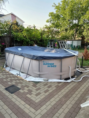 Piscina cu cadru metalic Summer Waves, 488 x 305 x 107 cm, capacitate 11.43 m 
