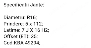Set jante aliaj plus anvelope iarnă Barum Polaris 5, 205/55/R16, Skoda;sau schimb cu S26 nou,sigilat - imagine 2