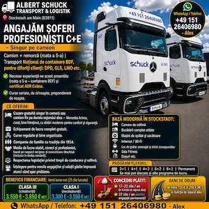 Angajari Soferi C+E la Albert Schuck Transport & Logistik   Venit lunar net 3550  - 3850 