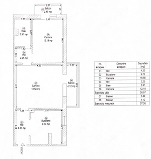 Apartament 2 camere, 51 m², 2 balcoane, Zona Aradului, Timisoara - imagine 2