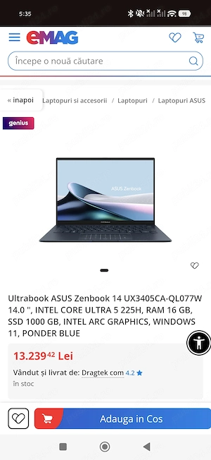 Ultra Asus Zeenbook Qled 14"