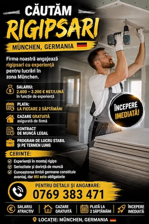 Caut Rigipsari Cu Experienta urgent