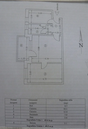 Apartament 2 camere Etaj 1 - central- str.Regina Maria - imagine 7