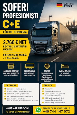 Șoferi profesioniști C+E - Germania