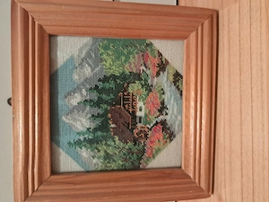 Goblen cu rama de lemn 10cm x 10 cm