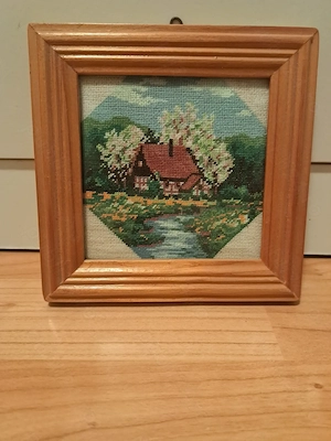 Goblen cu rama de lemn 10cm x 10cm