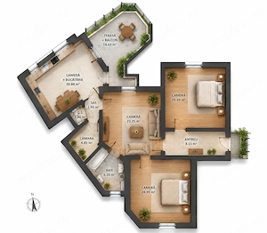 REZERVAT Apartament cu 4 camere si terasa langa primarie - imagine 6