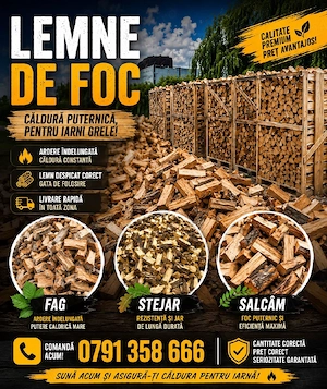 lemne de foc tăiate și sparte la palet sau vrac , transport la domiciliu !