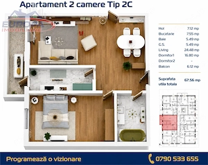 Apartament 2 camere zona C5 in BLOC NOU - imagine 5