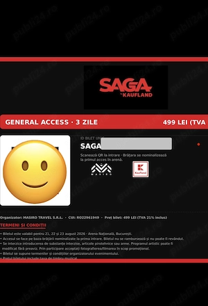 Bilet General Acces Saga 2026