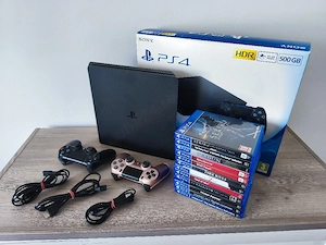 PS4 Slim 500GB + 2 manete + 12 jocuri + accesorii
