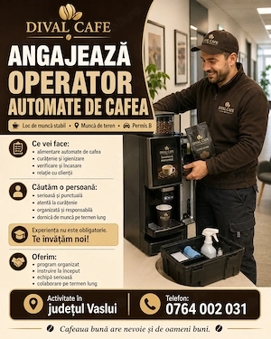 Operator automate cafea si vitrine de tip vending