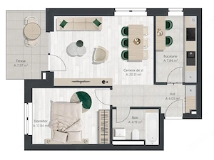 Apartament nou cu 2 camere, bucatarie inchisa | Denya Forest - imagine 10