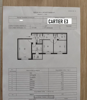 Apartament 3 camere în Cartier E3 (Kaufland), Etaj 2, Bloc 1990, Centrală Gaz - imagine 10
