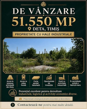Proprietar vand 50.500 mp cu hale • Acces rutier și feroviar