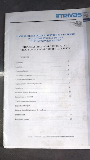 Vând încălzitor instant de apă cu funcționare pe gaz