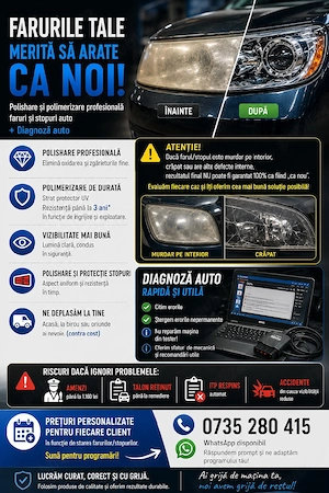 Polish Polimerizare Faruri Auto | Faruri + Stopuri | Diagnoză Auto