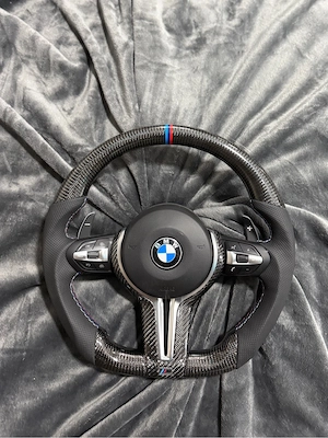 Volan BMW M din carbon si piele tesită nou cu padele ( alb sau negru ) - imagine 2