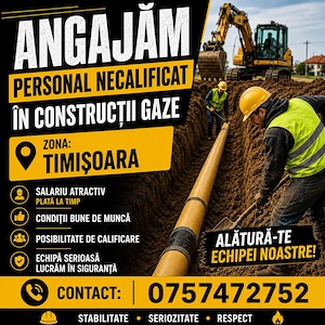 Angajam muncitori retea Apa Gaz.