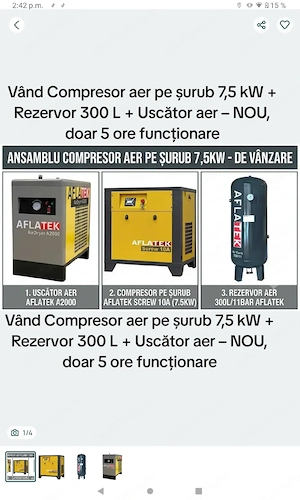 Compresor aer pe surub 7, 5Kw 