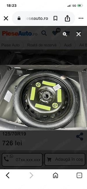 Roata rezervă pe 19 audi audi a4 b8