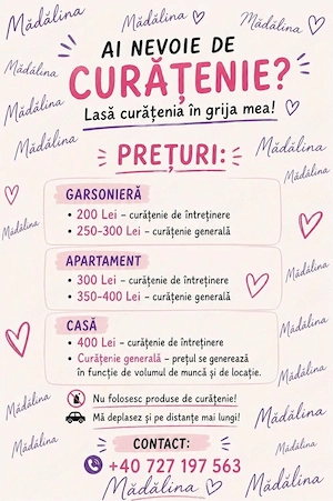 prestez servici de curatenie , vezi detalii in poza!
