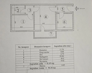 Apartament 2 camere, 56,34 mp, parter, Vișoi 3   centrală, balcon - imagine 10