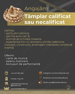 Angajăm TÂMPLAR calificat sau necalificat
