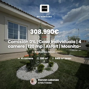 Comision 0% | Casa Individuala | 4 camere | 120 mp | Asfalt | Mosnita-Noua