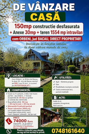 Casă + teren intravilan de vanzare Orbeni, Bacau - imagine 9