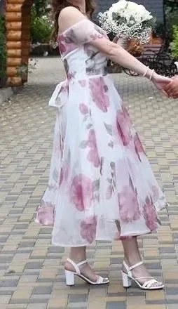 Rochie cununie civilă cu funda la spate 