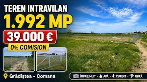 Teren intravilan 1992 mp Grădiștea Comana