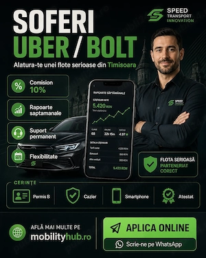 Angajem șoferi uber bolt venituri in functie de performante 