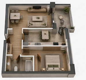 2 camere nou, etaj 1, Empire Residence, metrou 1 Decembrie 1918