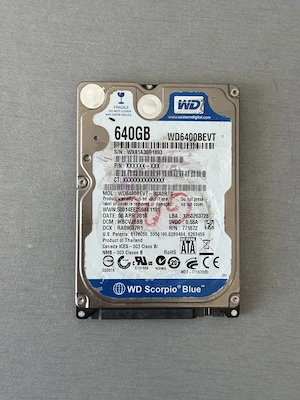 hard disk Western Digital Scorpio Blue, 640 GB  100% vita