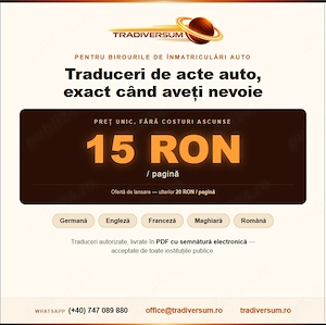 Traduceri de acte auto - 15 RON   pagină