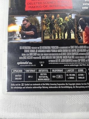 Film Sabotage, DVD, Arnold Schwarzenegger 