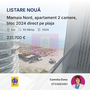 Mamaia Nord, apartament 2 camere, bloc 2024 direct pe plaja