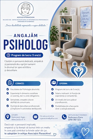 Psiholog la Asociatia Paraschiva