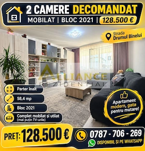 2 Camere Decomandat | Mobilat | Bloc 2021 | 128.500 €