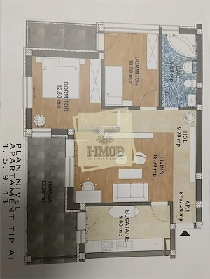 Apartament decomandat cu 3 camere 68 mp utili 2 balcoane si  loc de parcare - imagine 9