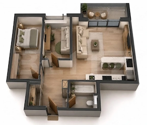 Apartament 3 camere, 63.23 mp, zona Livezeni  - imagine 2