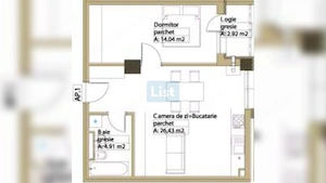 Apartament 2 camere, 55.35mpc, etaj 1, lift, Comision 0% - imagine 2
