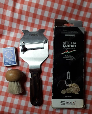 Set perie si feliator ciuperci trufe Sanelli Ambrogio cu maner din lemn de palisandru