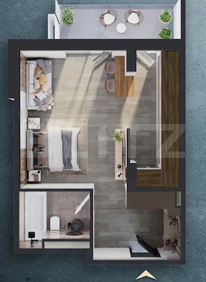 Apartament 1 camera, 38.80 mp, zona RIVUS, COMISION 0 - imagine 2